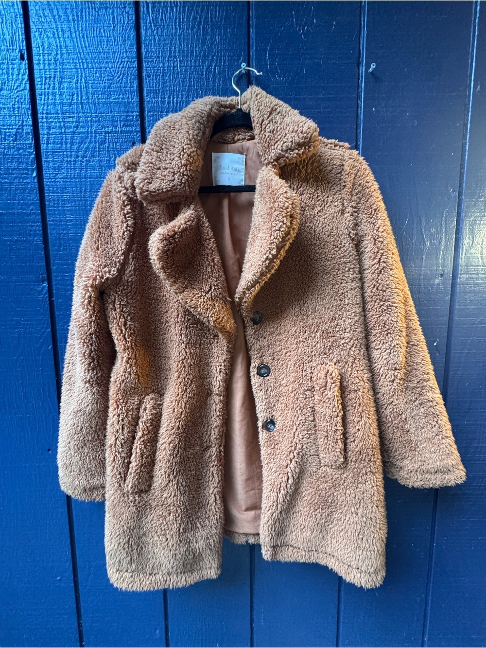 Altar'd State Plush Teddy Coat in Camel